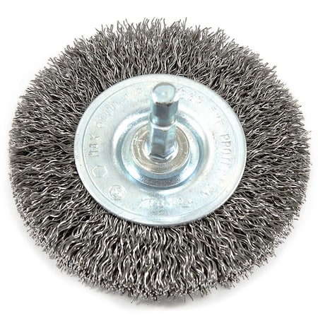 Forney Wire Wheel, Crimped, 3 in x .012 in x 1/4 in Hex Shank 72735